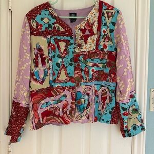 Kar-ma Bliss Within Abstract Button Down Light Jacket SZ S
